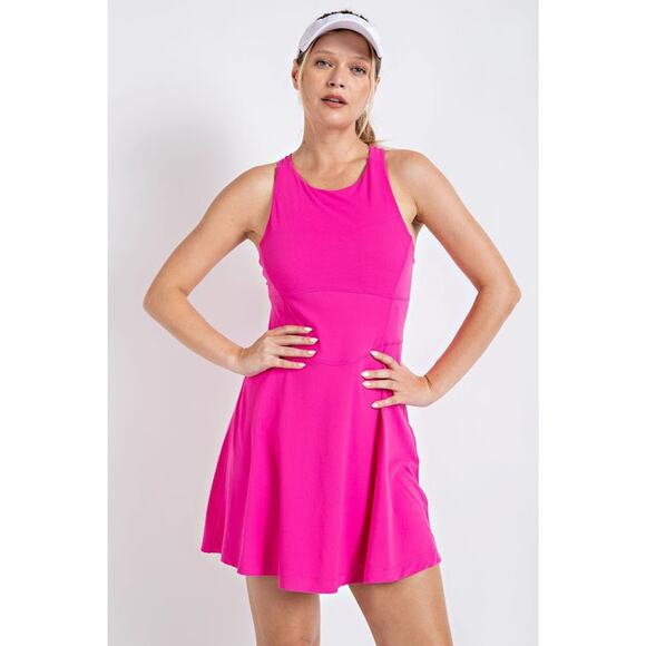 Rae Mode Caitlin Butter Romper Dress with Keyhole in Sonic Pink Size Medium - Picture 1 of 2